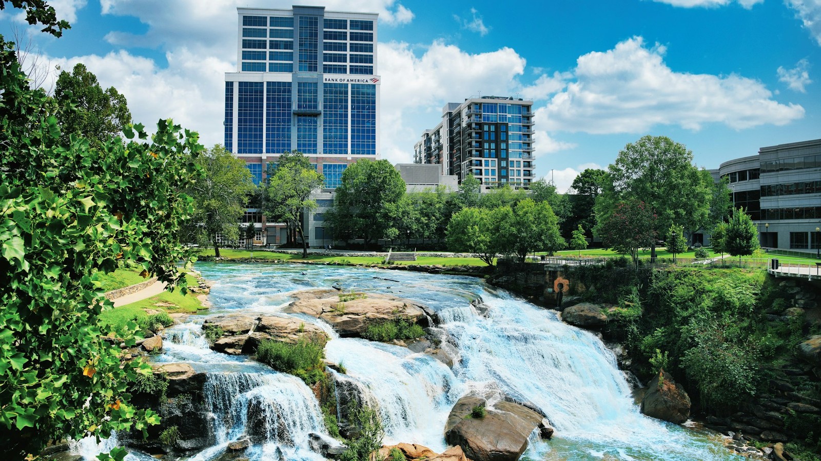 Downtown Greenville, South Carolina with Falls Park